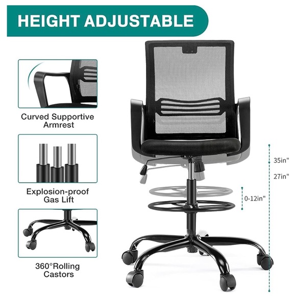 Brand New Tall Ergonomic Office Drafting Chair - Picture 8 of 11